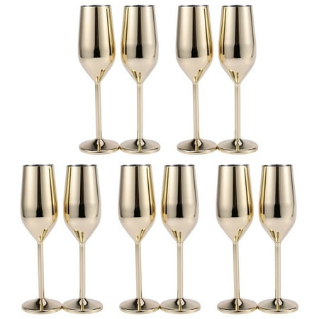 

10Pcs Shatterproof Stainless Champagne Glasses Brushed Gold Wedding Toasting Champagne Drink Cup