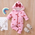 thumbnail image 2 of Generic Baby Toddler Bow Hooded Romper Fit Footed Long Sleeve Zipper Bow Playwear Pajamas Onesie Solid Footie One-Piece Romper Jumpsuit(0-3 Months,A), 2 of 5