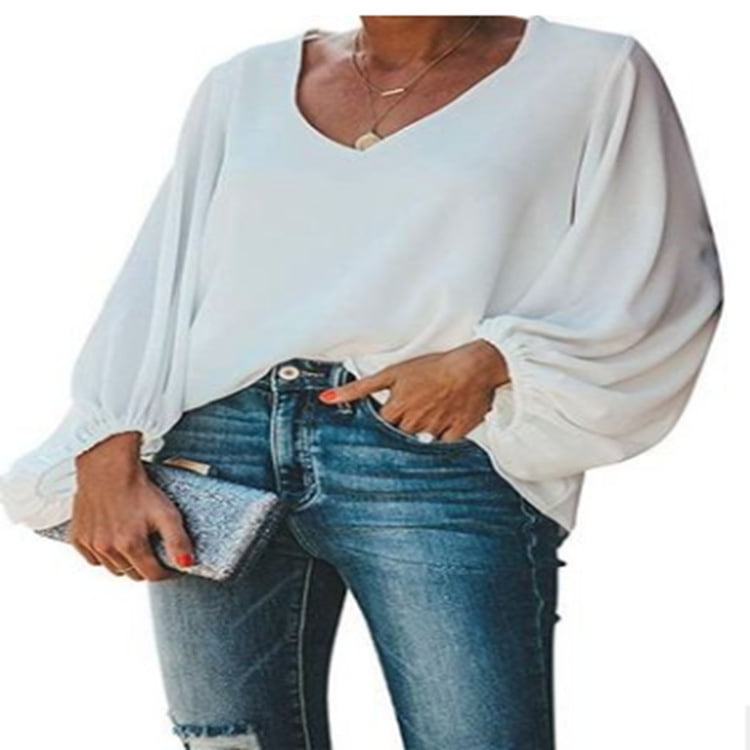 2019 new women's shirt oversized V-neck 