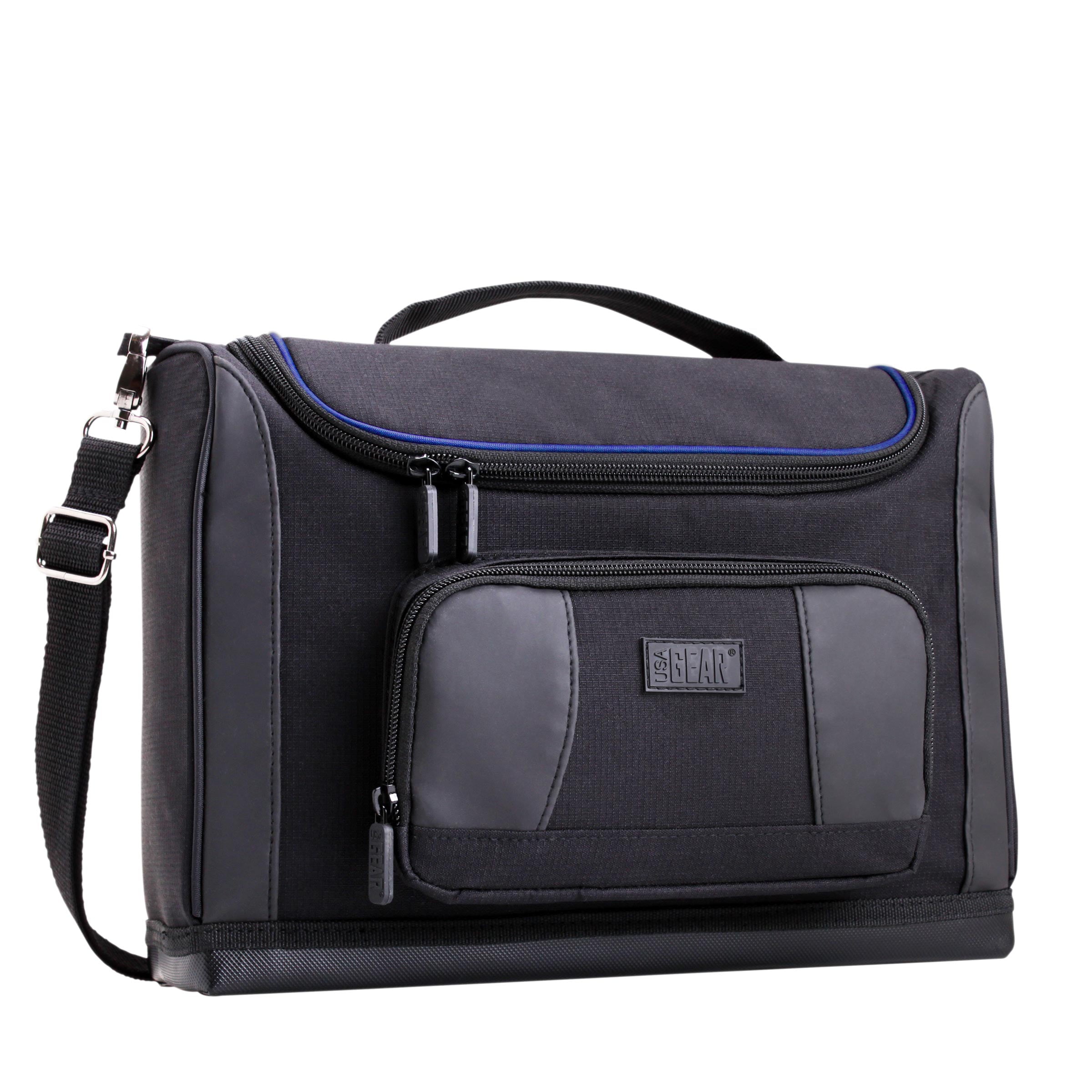 USA GEAR Massage Gun Carrying Case with Customizable Interior, Water Resistant Nylon Exterior, Blue