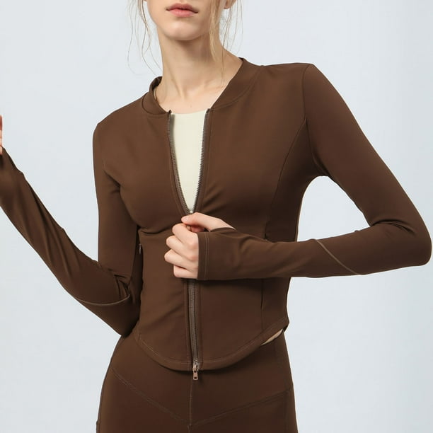 Chaquetas y abrigos casuales con capucha de manga larga para mujer, sudadera con capucha de entrenamiento con cremallera completa y manga larga, abrigo cálido para yoga, abrigo deportivo para mujer