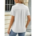 thumbnail image 4 of TEMOFON Women Summer T Shirt Casual Loose Tunic Tops Fashion Collared White Shirts for Women With Pocket Size 2XL, 4 of 6