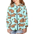 thumbnail image 4 of chaqlin Teen Girl Capybara Hoodies Trendy Zip Up Hoodie Sweatshirt for Girls 8-10 Lightweight Loose Fit Hooded Jacket Cute Long Sleeve Hoody with Pockets, 4 of 7