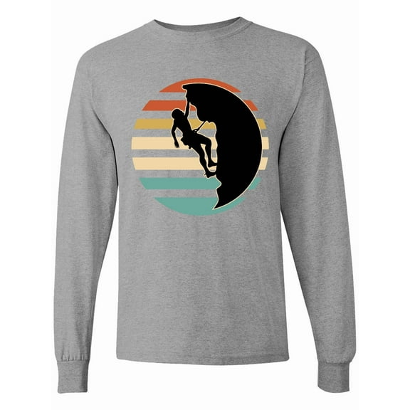 Inktastic Rock Climbing Mountain Climber Silhouette Long Sleeve T-Shirt