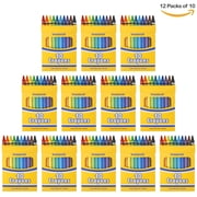 Trail maker (12 Pack) Bright Wax Coloring Crayons in Bulk, Wholesale Packaging - 10 Per Box, 120 Crayons total