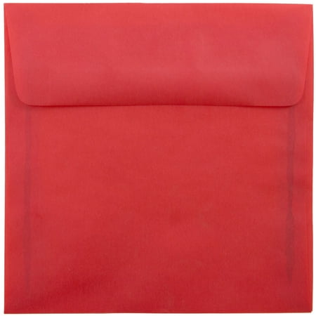 UPC: 0609722982542 | JAM 6.5×6.5 Translucent Envelopes  Red  25/Pack  Primary Red