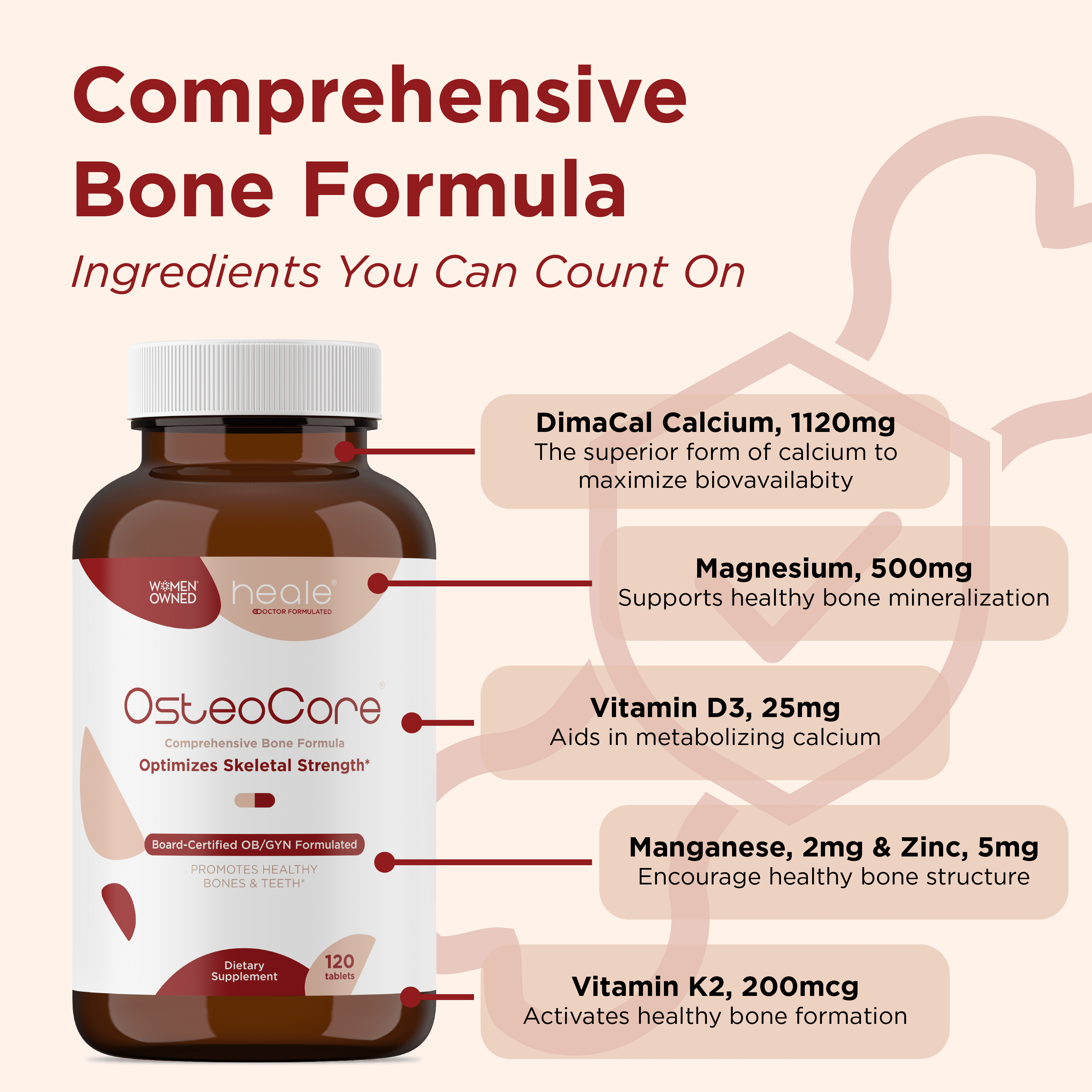 OsteoCore - Calcium Supplements for Women (1 Month Supply) Osteoporosis & Bone Health