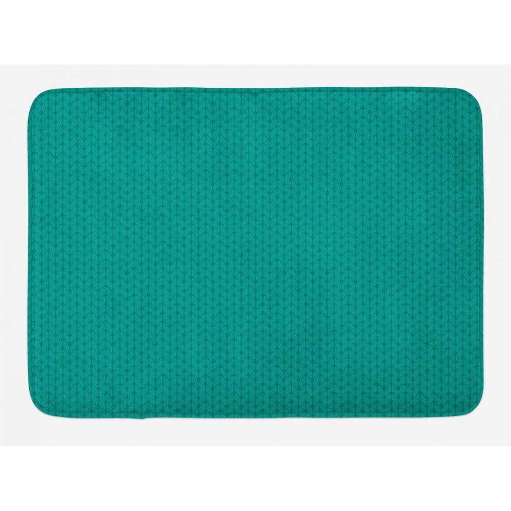 Teal Bath Mat, Knitting Inspired Pattern Sewing and Crafting Hobby