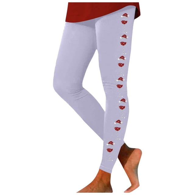 Zhanying Leggings de Noël pour Femmes Rouges Confortables avec Poignets Élastiques aux Chevilles Leggings d'Hiver pour Femmes Violet G