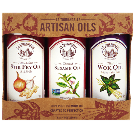La Tourangelle, Pan Asian Stir Fry Oil, Thai Wok Oil, Toasted Sesame Oil Asian Trio of Oils, 3 x 8.45 oz (3 x 250