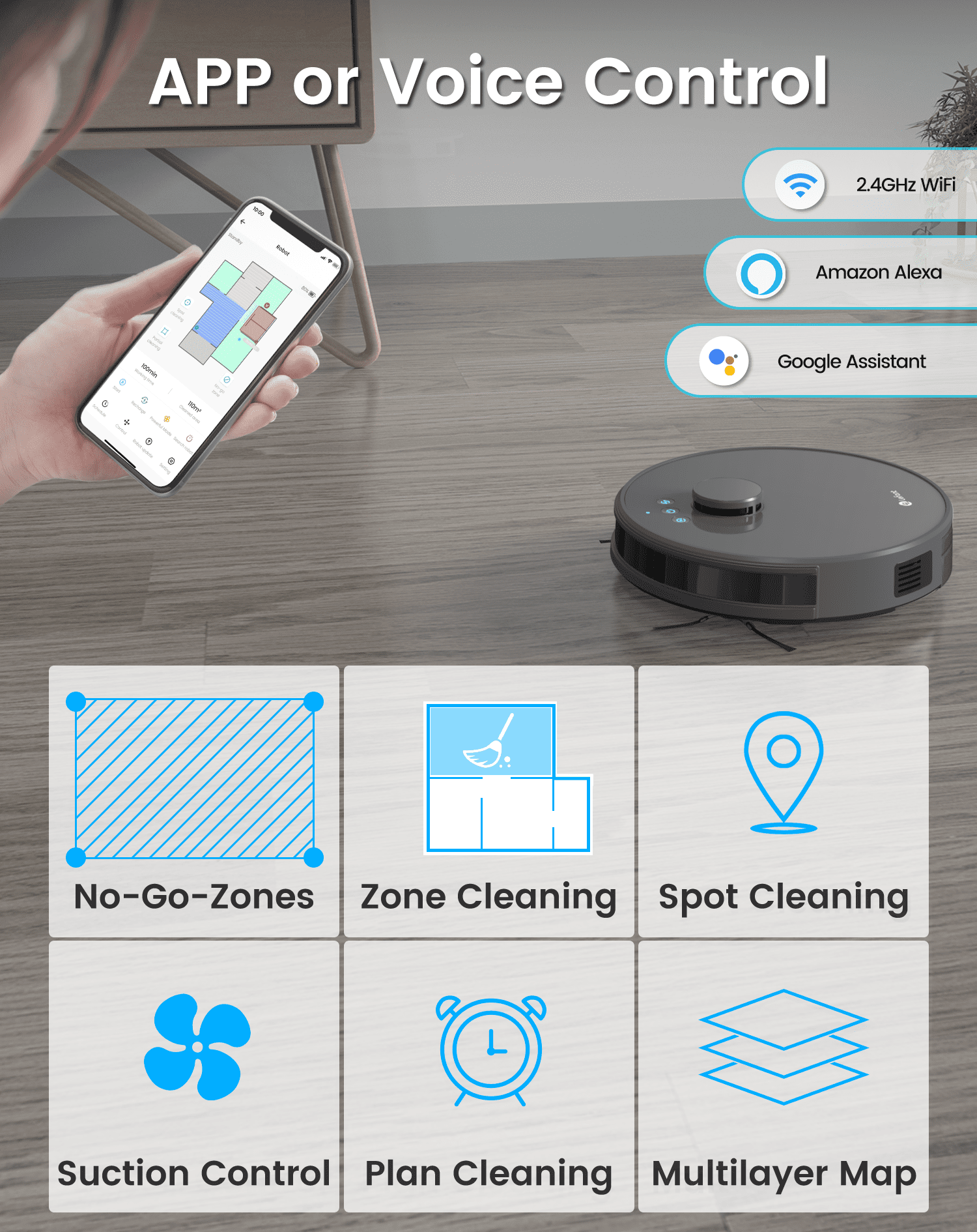 Lefant M1 Robot Vacuum Cleaner and Mop Combo, LIDAR Navigation with Alexa/APP Control, Ideal for Carpets Pet Hair