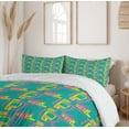 thumbnail image 6 of Ambesonne Retro Duvet Cover Set, Colorful Whimsical Shapes, 2-Calking, Green Pale Fuchsia and Yellow, 6 of 6