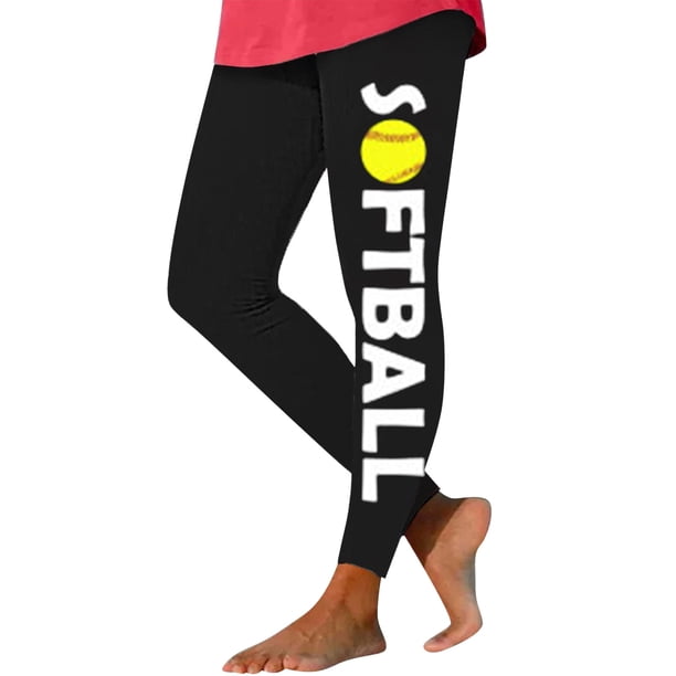 Gibobby Leggings Afelpados Mujer Leggings con estampado béisbol para mujer que las polainas para correr, yoga, gimnasio y entrenamiento(Amarillo, L)