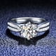 thumbnail image 1 of Anillo de moissanita, propuesta de boda, anillo de plata esterlina, anillo de diamantes de moissanita de seis garras, reina, 1 of 5