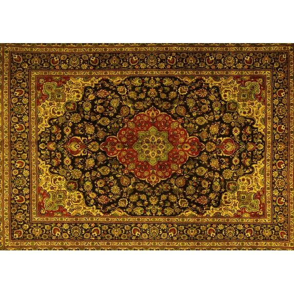 Ahgly Company Indoor Rectangle Persian Yellow Traditional Area Rugs, 2' x 3'