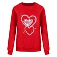 thumbnail image 4 of GuzomFashion Womens Pink Rhinestone Heart Sweatshirt, Relaxed Fit Crewneck Long Sleeve with Sparkle, S-XXL Casual Valentine's Day Top,Size M, 4 of 6