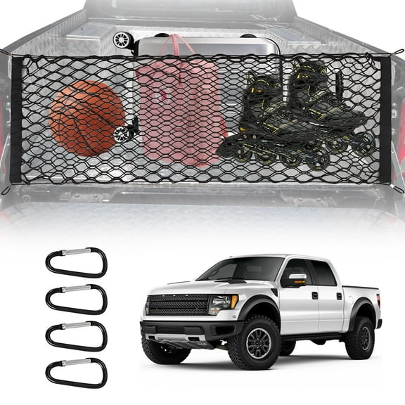 Truck Bed Cargo Net Heavy Duty Solution for Pickup Truck Bed Storage - Ideal for ATV, SUV, UTV, Truck and Boat Use  50"x 18"