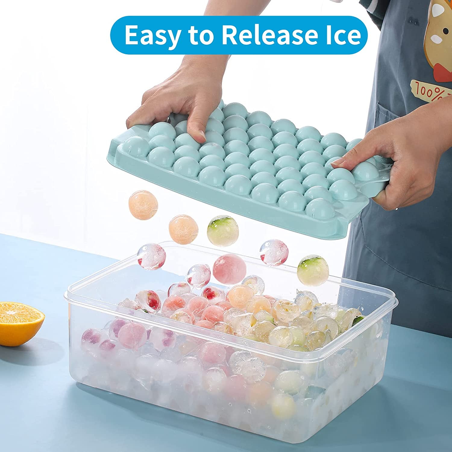 Round Ice Cube Tray with Lid and Bin,159PCS Sphere Ice Cube Mold for Freezer BPA Free Circle Ice Cube Trays for Making Ice Chilling Cocktail Whiskey Coffee