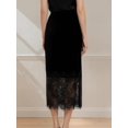 thumbnail image 5 of Women Midi Skirt A-Line Skirt with Lace Trim Long Skirt Casual Midi Skirt Black S, 5 of 9