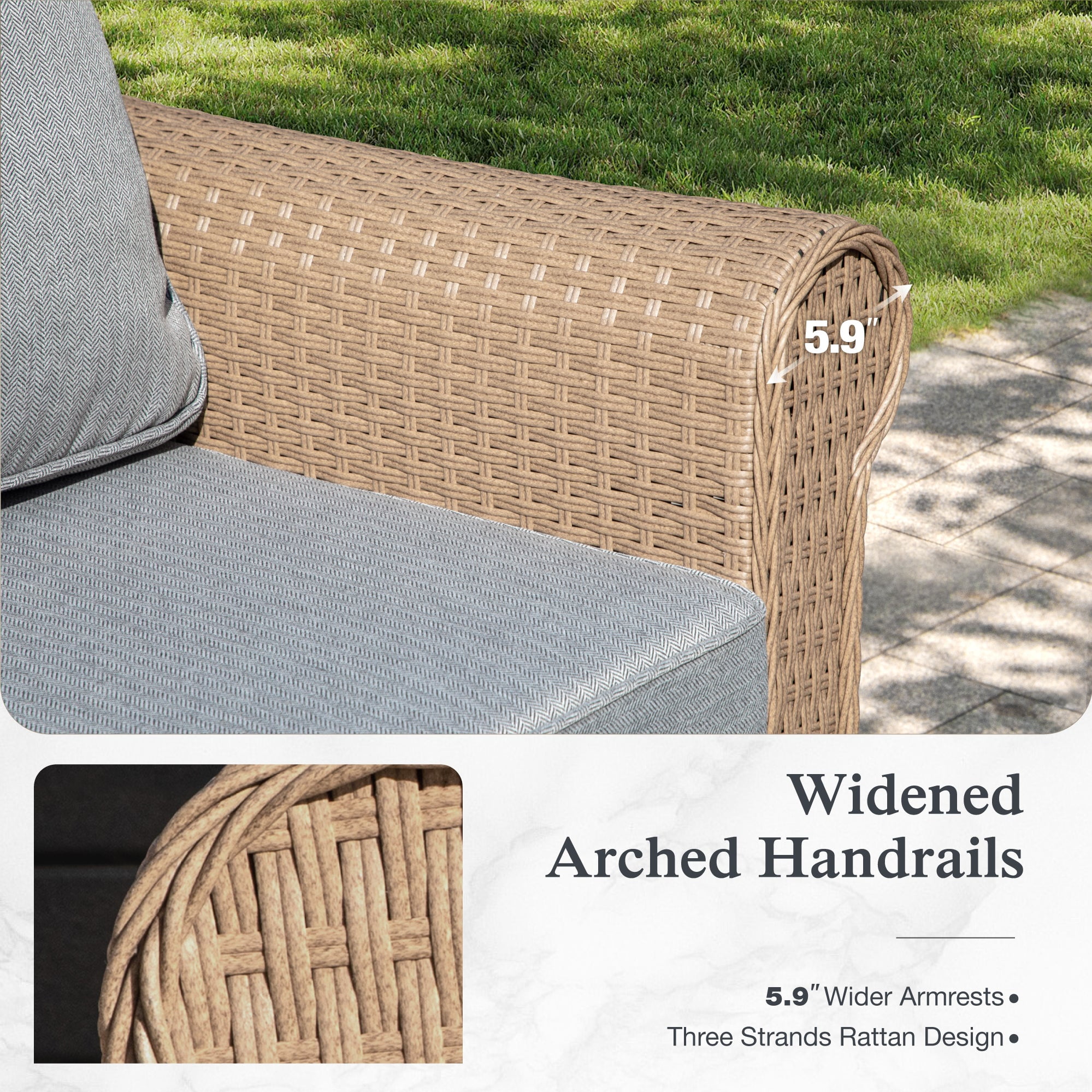 Sophia & William 2 Pieces Wicker Patio Furniture Set Outdoor Conversation Set with Cushions, Gray