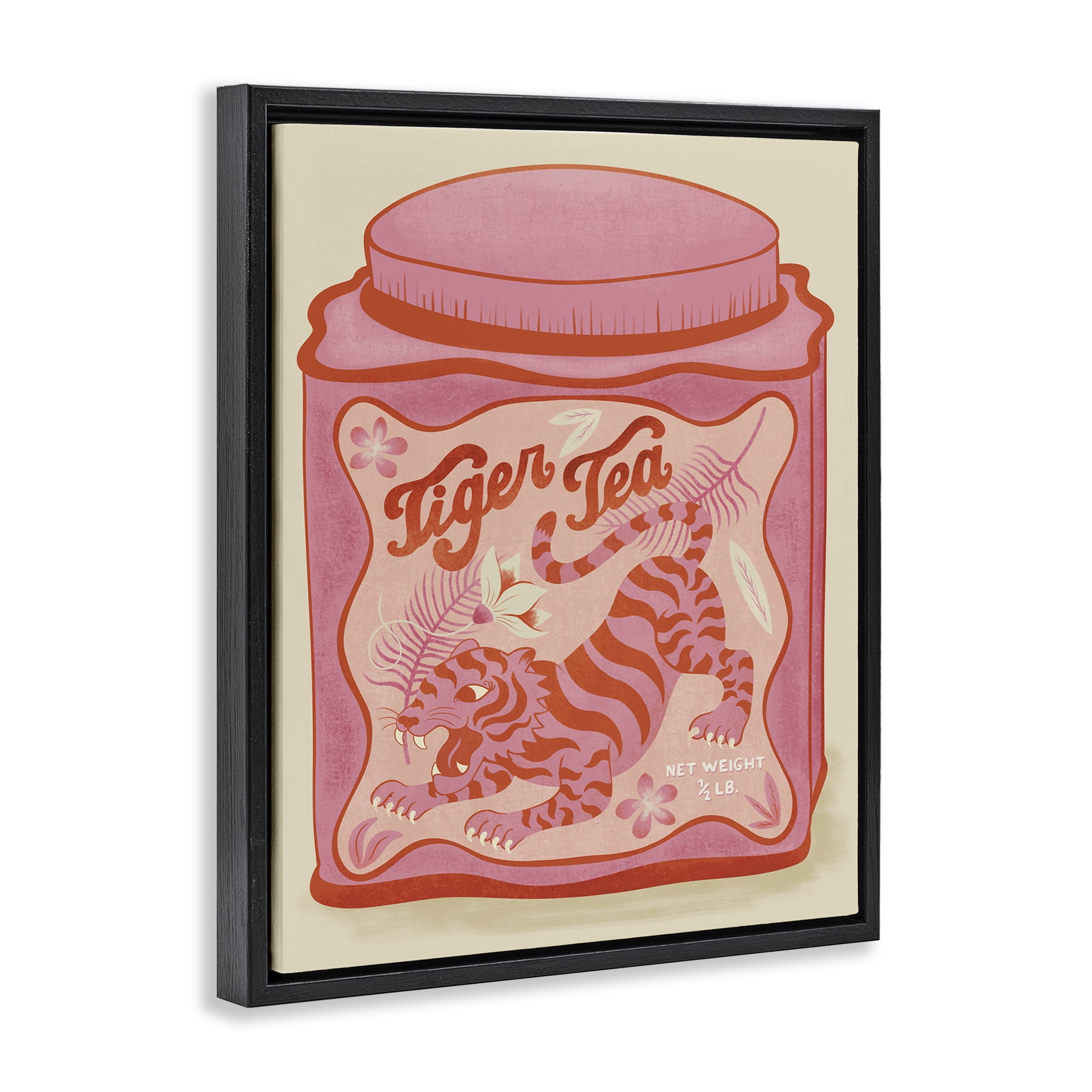 Stupell Industries Tiger Tea Traditional Style Food & Beverage Painting Black Floater Framed Canvas Art Print Wall Art, 17 x 21