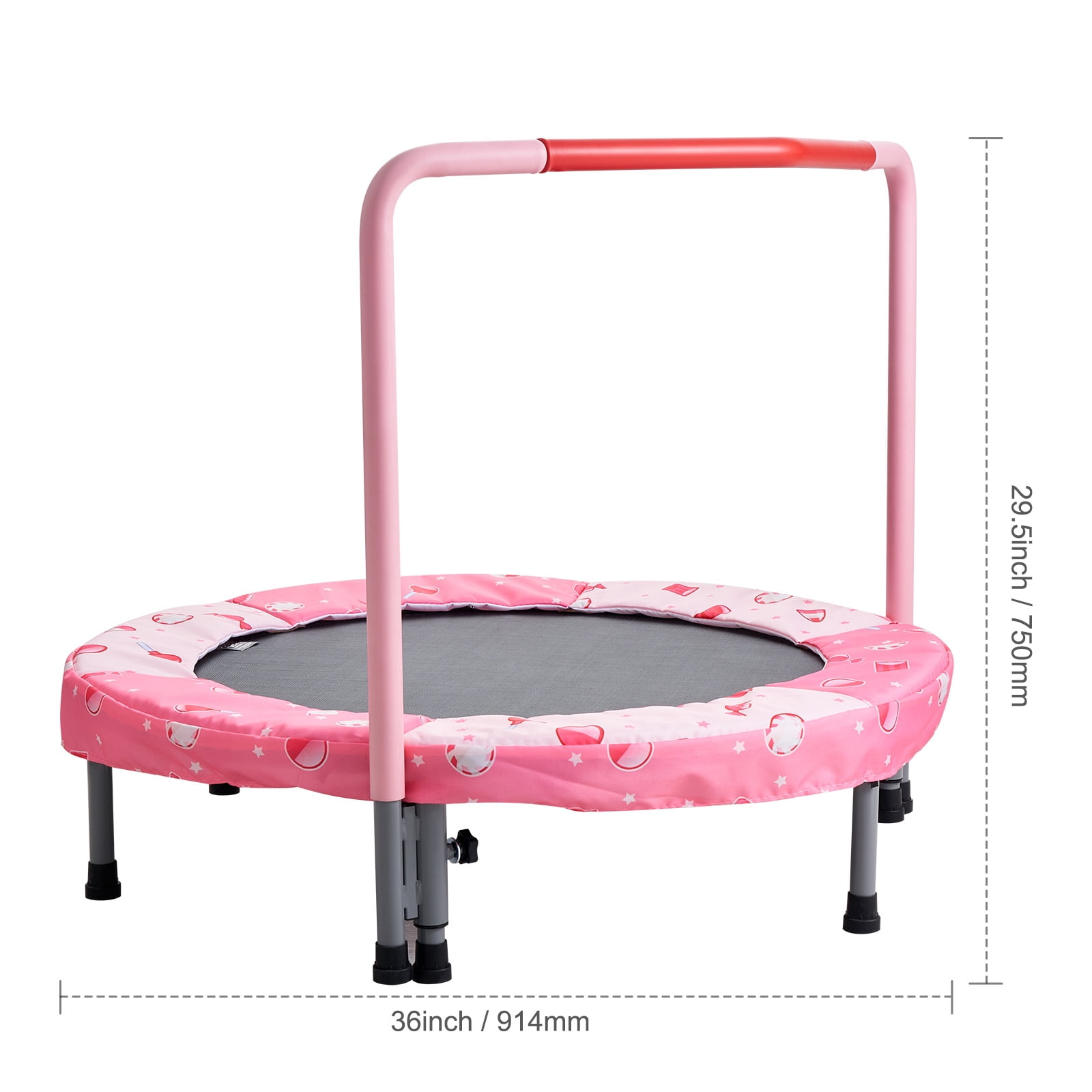 VEVOR 36" Kids Trampoline, 3FT Indoor Outdoor Trampoline, Foldable Mini Trampoline with Handle, Rebounder Trampoline for Toddlers, Birthday Gift for 3+ Years Children, Boys Girls for Fun, Red