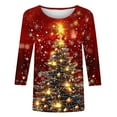 thumbnail image 5 of VKOYWKM Women's Christmas Tops 3/4 Length Sleeve Christmas Tops Cute Xmas Tree Graphic Tees Loose Fit Fall T-Shirts, 5 of 5