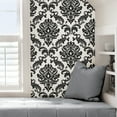 thumbnail image 5 of NuWallpaper Ariel Black and White Damask Vinyl Peel And Stick Wallpaper, 216-in by 20.5-in, 30.75 sq. ft., 5 of 7