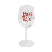 Holiday Time Hohoho Wineglass,with Stem, Plastic Cups, Clear Cup with Pattern