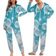 thumbnail image 2 of Ocean Splash Wave Art Unisex Adult Onesie Pajamas with Pockets for Women Men Hooded Loungewear, 2 of 8
