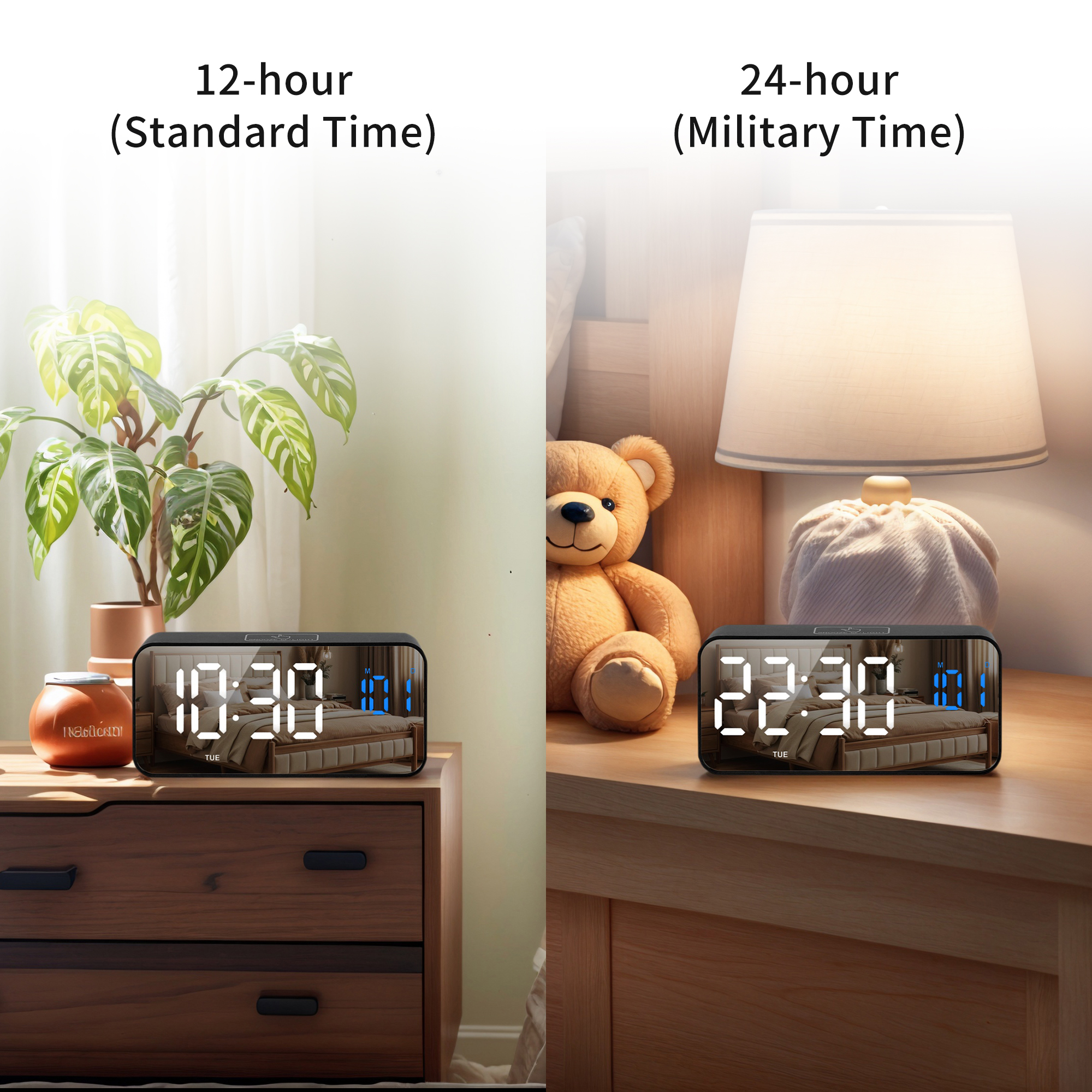 Unique Bargains Adjustable Volume Digital Alarm White 5.5"L x 1.3"W x 2.7"H