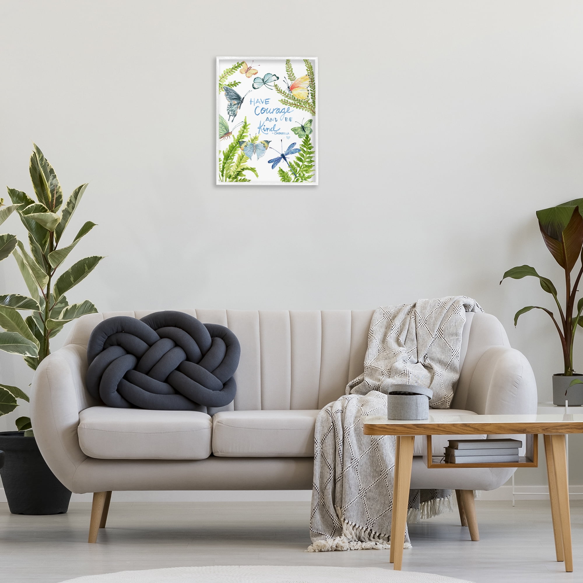Stupell Industries Courage & Kindness Phrase Animals & Insects Painting White Framed Art Print Wall Art, 16 x 20
