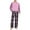 03 Pink, variant on YueHuiYing Man Style Casual Pajama Set Long Sleeves Round Neck Shirt Waist GridLong Pants Loose Home Sets