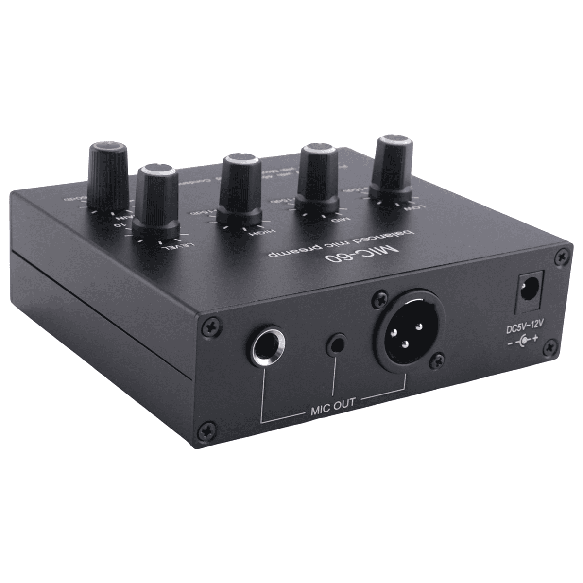 MIC-60 3-Band Equalizer Balanced Mic Preamp Microphone Preamplifier with DC Cable and 6.5mm Cable,1 x Main unit 1 x DC cable 1 x male to male cable,Black