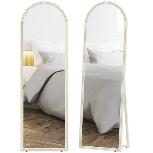 HOMCOM 64" x 21" Full Length Mirror, Arched Full Body Mirror, White