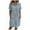 Blue, variant on Women's Casual Button Down Shirt Dress Mid Length Loose Fit Comfortable Solid Color Short Sleeve Everyday Wear