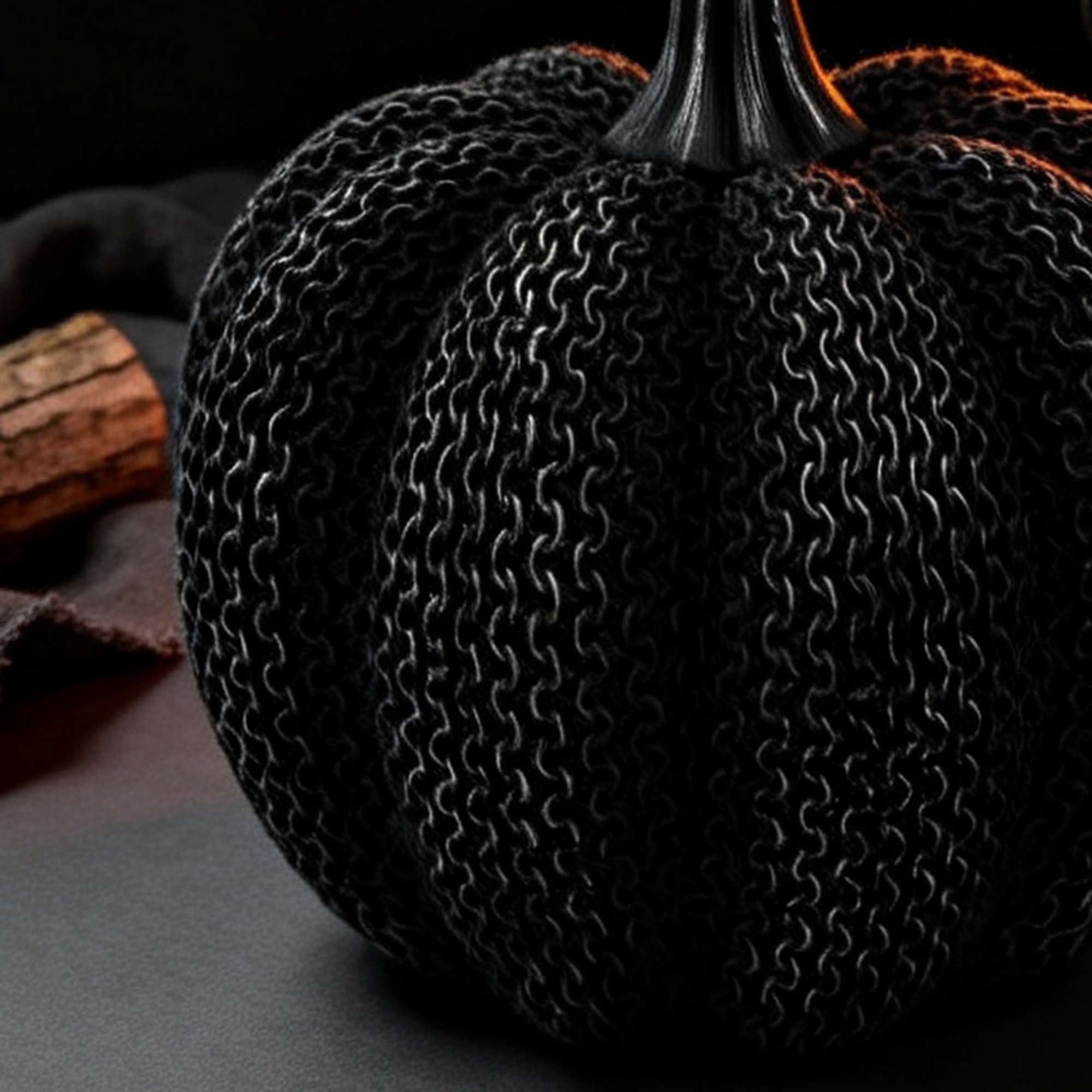 Resin Textured Pumpkin Decoration, Black, 9.5", Halloween by Way To Celebrate