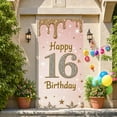 thumbnail image 6 of Pink Theme Happy 16th Birthday Banner Gold Glitter Sweet 16 Banner Decor Star Pattern 16th Birthday Party Banner for Sweet 16 Party Teen Birthday Celebration Girls Party, 6 of 7