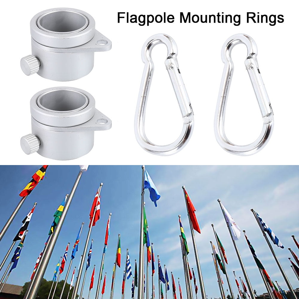 ODOMY 2 Pack Aluminum Flagpole Mounting Rings 360 Degree Rotating