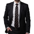 thumbnail image 3 of Hi-Tie Black Gold Stripe Ties for Men Jacquard Silk Necktie Handkerchief Cufflinks Set for Formal Business Party Prom, 3 of 8