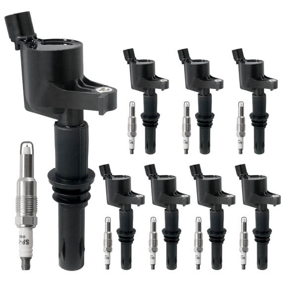 Set of 8 Ignition Coil Packs & Spark Plugs Compatible with 5.4L V8 2004-2008 Ford Expedition F150 F250 F350 Super Duty, Lincoln Mark LT Navigator Replace DG511 FD508 C1541 SP546 (Straight Black Boot)