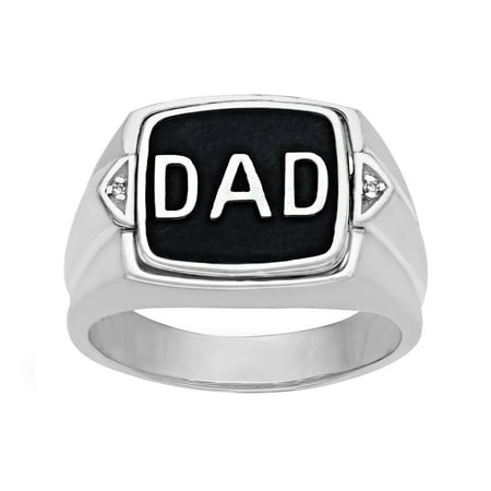 Flip Ring - 'Dad' Onyx Flip Ring with Diamonds in Sterling Silver