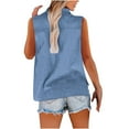 thumbnail image 5 of qucoqpe Womens Summer Sleeveless Linen Shirts Button Turndown Collar Side Slit Tank Tops Casual Lightweight Blouse Shirts, 5 of 6