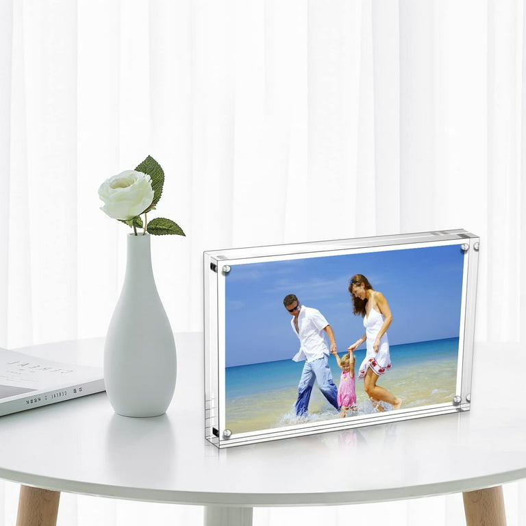 Acrylic Picture Frame 6x8 inch Tabletop Photo Frame Magnetic Double Sided Frame Free Standing Desktop for Display Photograph, Size: 6×8, Clear