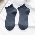 thumbnail image 4 of SOFTCCLO Womens Socks Ruffle Edge Spring Summer Thin Solid Cotton Short Socks Soft Lightweight Ankle Socks for Women Dark Gray One Size, 4 of 4