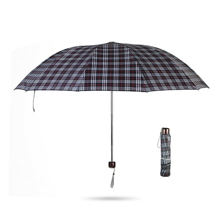 42 Inch Mini Folding Umbrella - Portable 42 inches Large Folding Travel Umbrella Tri-Folded 10-Rib Windproof Waterproof Rain Umbrella for Women Men