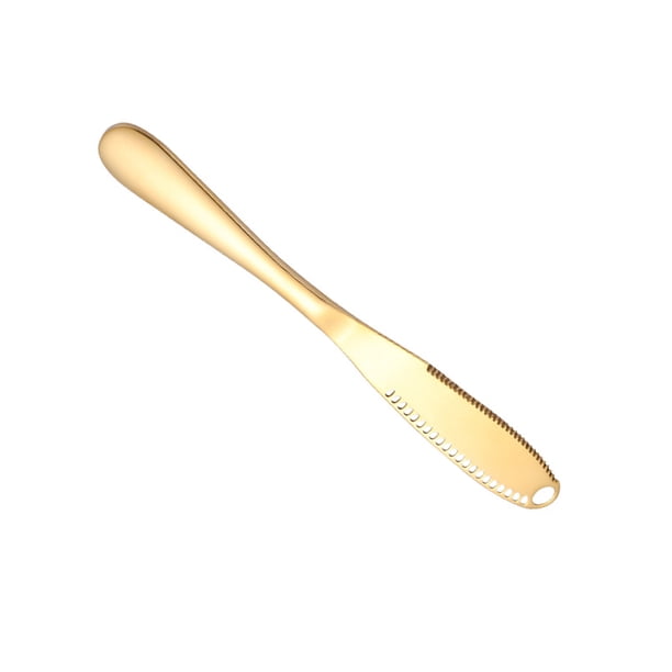 Inteprter Cuchillo rebanador de pan, rallador de queso, rebanador de mantequilla con raspador de agujeros, raspador de crema de pan de acero inoxidable, Cocina y Comedor oro Inteprter HA002645-02