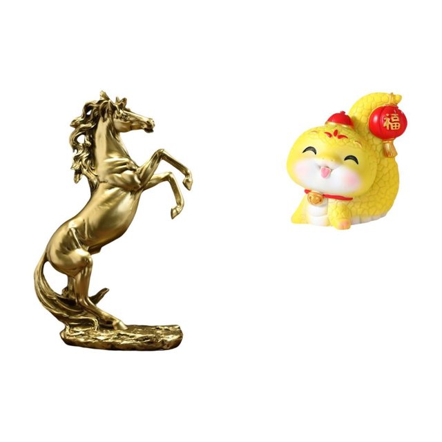 Estatua de figura de caballo y serpiente hecha a mano para decoración de mesa, artesanía de resina única para hoteles, estanterías, estantes para chim