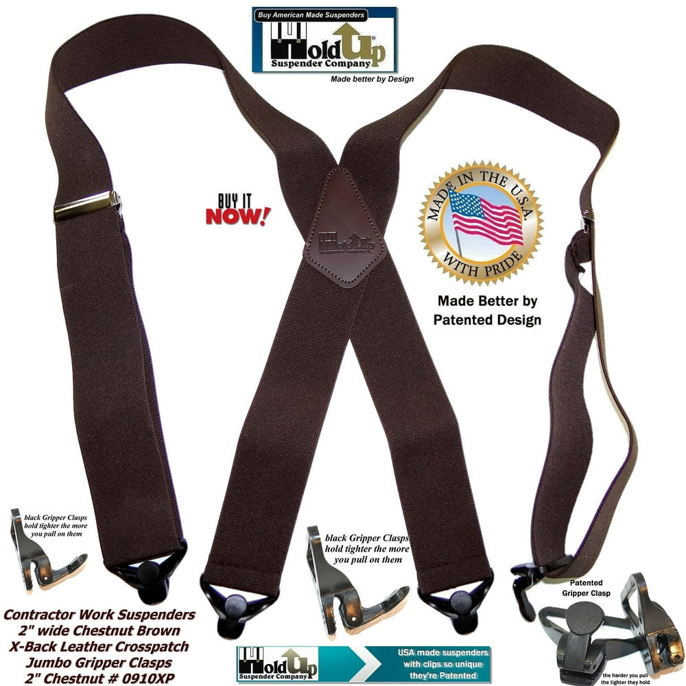 Holdup Suspender Holdup Heavy Duty Chestnut Brown Work Suspenders
