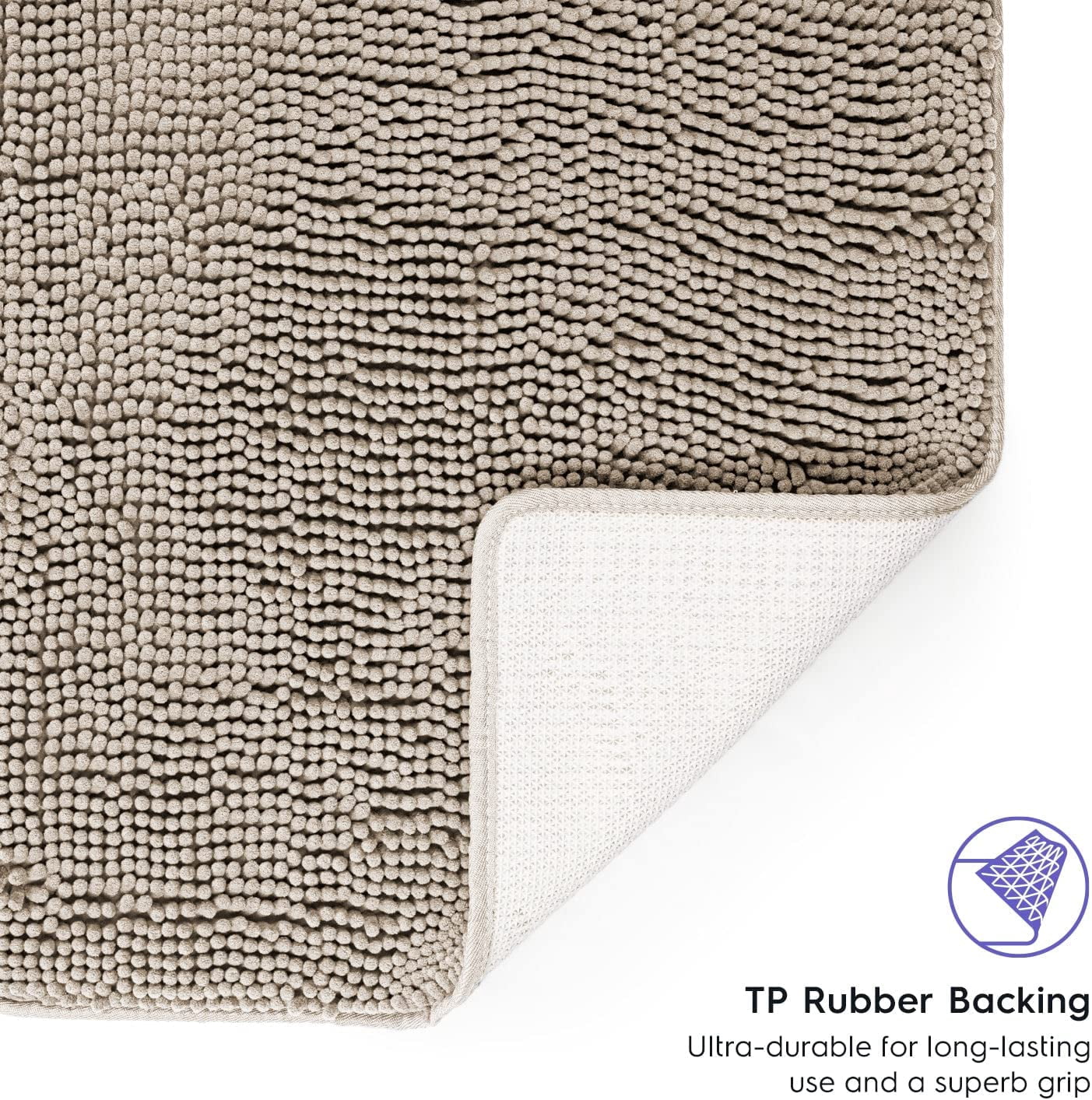 Bathroom Rugs and Mats Sets, Chenille Microfiber, Quick Dry, Ultra Soft Luxury, Shaggy Absorbent Non-Slip Washable Bath Rugs, Bath Mats for Bathroom, Shower Mat & Tub (Beige, 21"x32", 2 pcs)